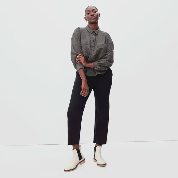 Everlane The Organic Cotton Flannel Popover Dark Gray NWT - Picture 4 of 8